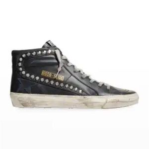 Slide Mid-Top Leather Stud Sneakers